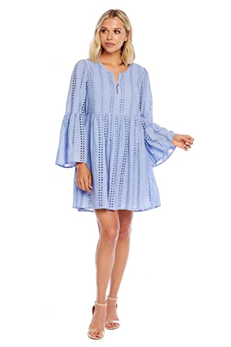 Mud Pie Women's Raylee Eyelet Dress, Blue, Small #TOP5