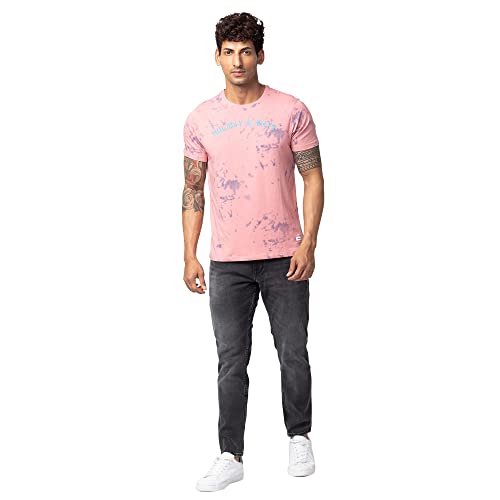 Image of Spykar Men's Slim Fit Round Neck Half Sleeve Printed Casual T-Shirt