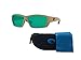 Costa Tuna Alley 6S9009 900936 62MM 248 Matte Sand/Green Mirror 580G Glass Polarized Rectangle Sunglasses for Men + BUNDLE with Designer iWear Complimentary Care Kit