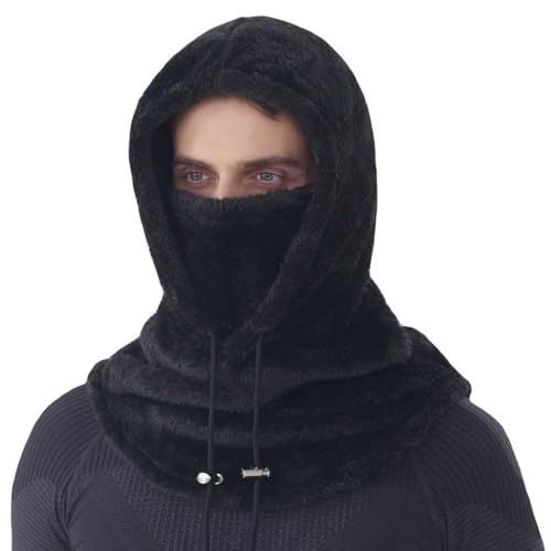 Balaclava Ski Mask Winter Fleece Thermal Windproof Full Face Mask for Men Women Cold Weather Hooded Neck Warmer Helmet Cover (US Alpha Medium Black)