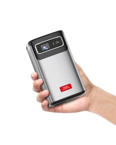 Gizwin Mini Dlp Projector 200 Ansi Hd Video/Android 9.0 2Gb + 32Gb/Touchpad/Tof Autofocus/Wired And Wireless Same Screen/3D Dlp /8000Mah Battery/Built-In 10W Speaker/Built-In App Store/Storage Box cover