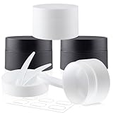 Travel Containers for Creams, Plastic Refillable Mini Lotion Jars with Lids for Toiletries, Leak Proof Small Travel Cream Jars for Face Cosmetic Makeup Beauty Products Sample (50g, 4Pack, Black White)