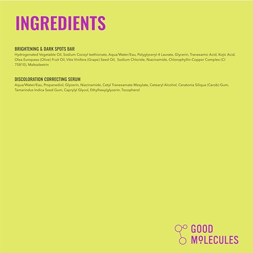 Good Molecules Brightening Skincare Duo – Dark Spot Correcting Bar (85g) & Discoloration Serum (30ml) | Tranexamic Acid & Niacinamide Set for Face & Body | All Skin Types