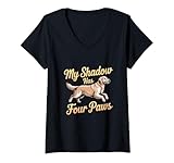 Photo Gallery donna my shadow has four paws meme divertente amante dei cani my shadow paws maglietta con collo a v Photo Gallery donna my shadow has four paws meme divertente amante dei cani my shadow paws maglietta con collo a v