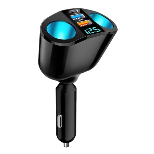 120W Chargeur Double Allume Cigare USB QC3.0 PD 12V/24V, Multiprise Sortie Voiture Rapide avec Voltmètre LED, Adaptateur USB Chargeur Portable Automobile pour...