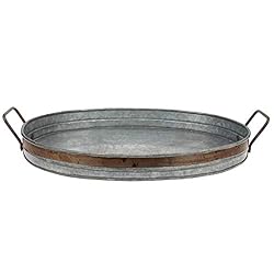 Stonebriar Galvanized Metal Serving Tray with Rust Trim and Metal
