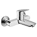 Produktbild hansgrohe Waschtischarmatur Aufputz für Wandmontage Logis, Wasserhahn Bad ohne Ablaufgarnitur, Badarmatur wassersparend, Chrom