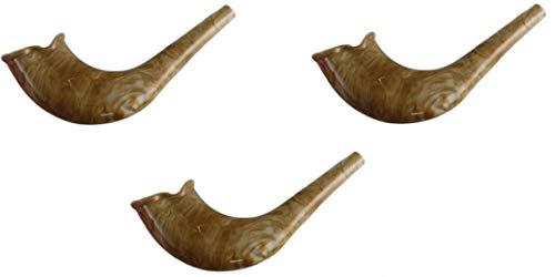 Quality Judaica Authentic Look Plastic Toy Shofar with Whistle, 3-Pack