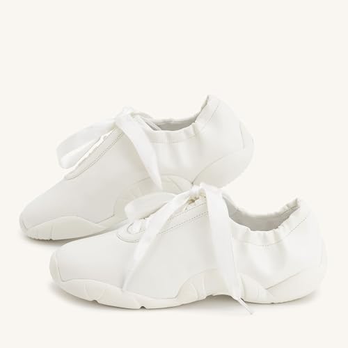 Arqa Lace-up Casual Ballet Sneakers for Women Breathable Lightweight Walking Satin Fabric Flat Sneakers Comfortable Outgoing Tennis Walking Shoes2