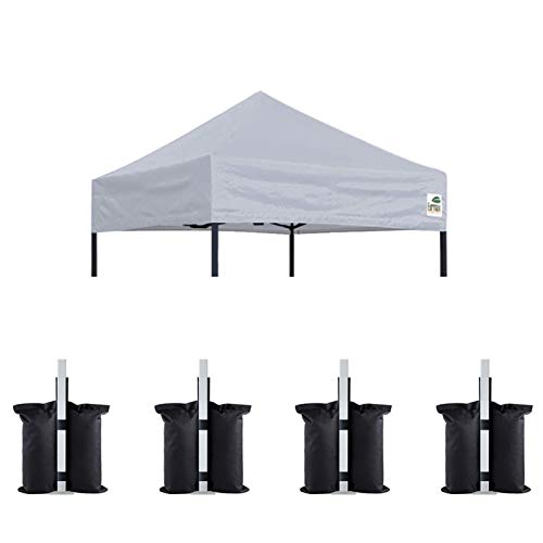 Image of Eurmax USA 5x5 Pop Up Canopy Replacement Top,Universal Instant Canopy Cover ONLY,Heavy Duty UPF 50+ UV Protection,Water & Wind Resistant Tarp,30+ Colors Available,Bonus 4 Sand Bags(Gray)