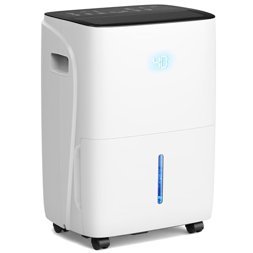 80 Pint Dehumidifier for Basement and Home, Covers up to 4,500 Sq. Ft Rooms, High-Efficiency Compressor Dehumidifier with Drain Hose and 1.05 Gallons Water Tank, Auto Shut-Off, 24HR Timer
