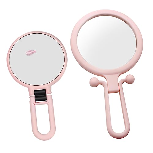 2 espejos portátiles de maquillaje doble cara rosa