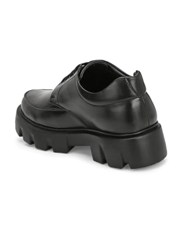 Leo's Fitness Shoes LEOS Men's Chunky Derby Lace-Up Shoes, Black - Image 8
