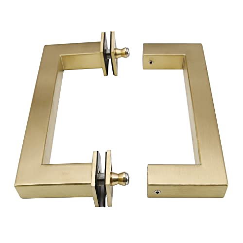 Top Hardware Steel 304 Grade Tubular Back To Back Shower Door Pull Handle, 6-Inch, Square, Satin Brass Finish Sssp152-Sg #TOP2
