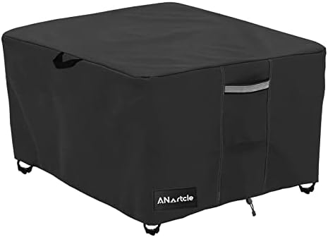 ANartcle 60 Inch Outdoor Square Fire Pit Table Cover,600D Heavy Duty Waterproof Outdoor Firepit Cover,60"L x 60"W x 24"H,Black
