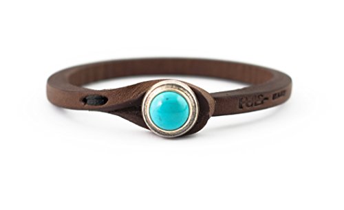 Genuine Italian Leather Bracelet in Multiple Color Combinations | Stone Closure | Handcrafted in Italy (Ginger) … (Brown Leather with Turquoise Stone, 6.75)