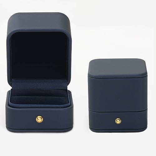 Bleu velours boîte bague résolvant le problème de présentation pour demande en mariage - 5