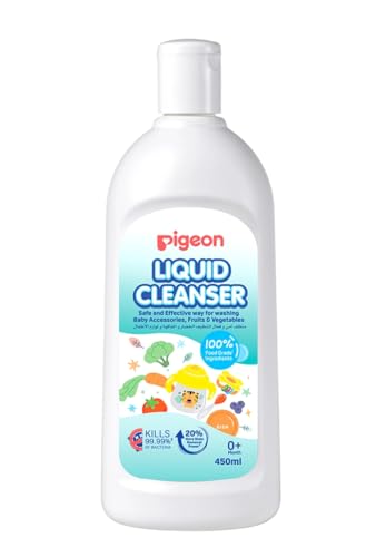 Pigeon Biodegradable Liquid Cleanser, For Baby Accessories, Fruits and Vegetables, 100% Food Grade Ingredients, Anti-Bacterial, 450 ml