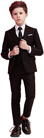 Toddler Kids Boys Suits 5 Piece Set Slim Fit,Blazer Vest Pants Shirt Tie Black Size 6