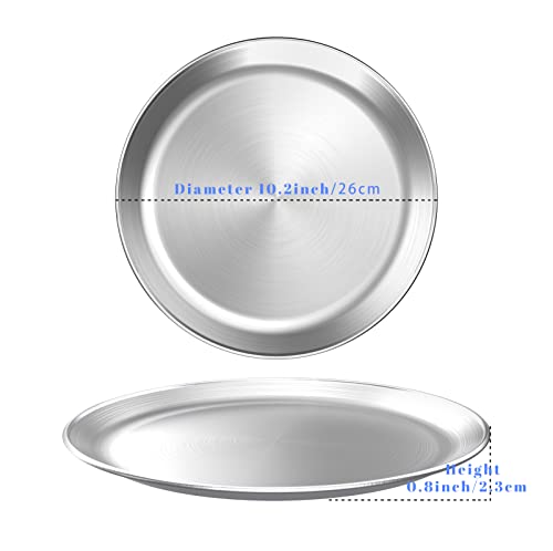 Hohungf Small Stainless Steel Pizza Pan Round Pizza Tray, Round Pizza Plate For Pie Cookie Pizza Cake, Non Toxic & Heavy Duty, Brushed Finish & Easy Clean & Diameter 10.3 Inch #TOP2