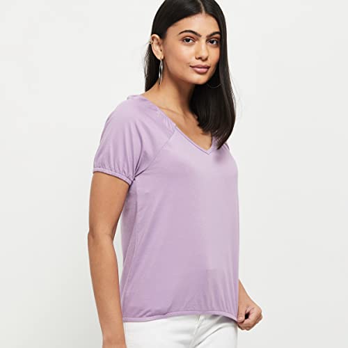 Image of Max Women Solid V-Neck T-Shirt