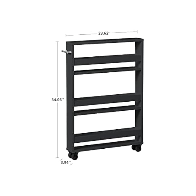 MUSEHOMEINC Compact Space Kitchen Pantry,3-Tier Kitchen Removable Storage Cart, Slim Slide Out Rolling Pantry Shelf for Narrow Spaces£¨Black£©-KjTsIdZK