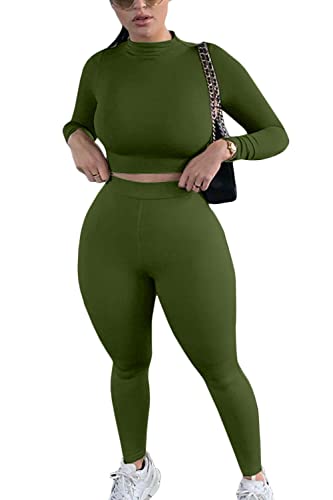 Mulisky Women’s Casual 2 Piece Outfits Sexy Bodycon Long Sleeve ...