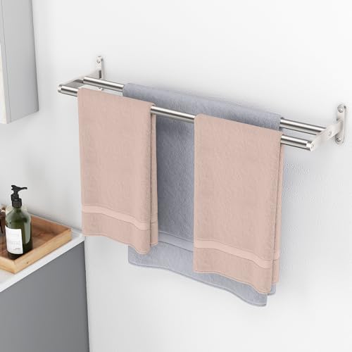 Porte-Serviettes Double 60cm Inox Brossé Mural YUMORE