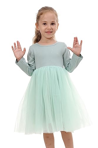 Mud Kingdom Sparkle Little Girls Tutu Dresses Long Sleeve Plain White Cute 5T #TOP1