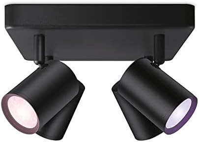 WiZ Colour Imageo Smart Connected WiFi Ceiling Light Spot Fixture. [3 Spot - Black Square] App Control for Indoor Home Lighting, Livingroom and Bedroom