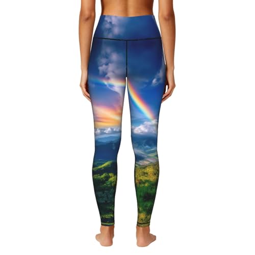 Pantalones de yoga para correr con estampado arco iris alegre 4