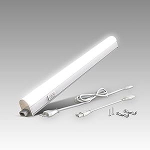 B.K.Licht – LED Leiste mit Ein-Ausschalter, neutralweiße Lichtfarbe, erweiterbar, Unterbauleuchte Küche, LED Lichtleiste Küche, Schrankbeleuchtung, Küchenlampe, Beleuchtung, 31,3×2,2×3 cm, Weiß
