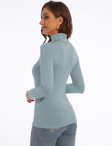 Image of Women's Turtleneck Long Sleeve Shirts Slim Fitted Lightweight Base Layer Casual Tops