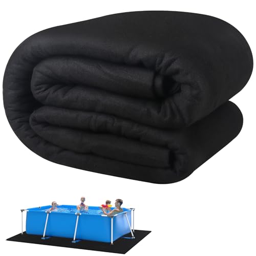 Above Ground Pool Liner Pad 16'x 32' Rectangle,2025 New Pool Pad 300g/㎡ Thicker|Prevents Punctures|Made of Strong Eco Friendly Geotextile Material|Extend Life of Liner|Pre-Cut Outdoor Black Pool Mats