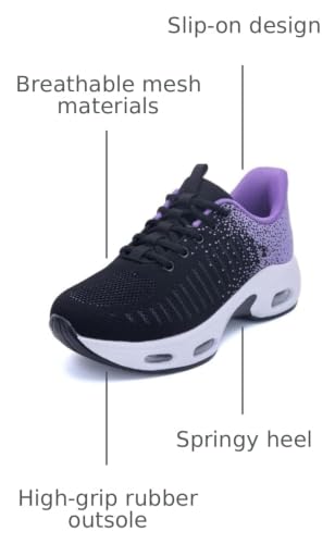 Image of Womens Slip On Tennis Sneakers Walking Running Shoes Easy to Wear