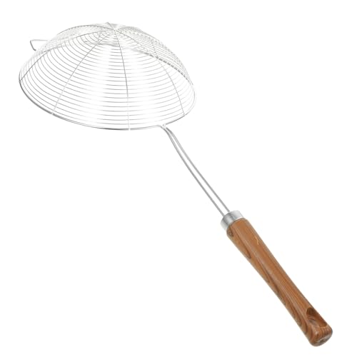 ELAYARD Colador de Cocina de Acero Inoxidable con Mango de Madera Ergonómico Resistente al Calor Malla Fina Multiuso para Frituras Fideos y Verduras Colador Pequeño con Gancho para Colgar