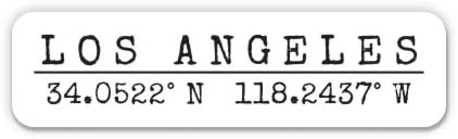 Los Angeles California - City Coordinates - Vinyl Sticker Decal for Phone, Laptop, Water Bottle (3 Wide)