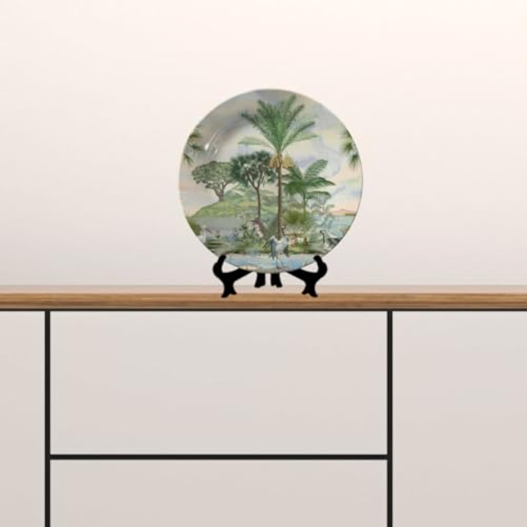 Forest Landscape Ceramic Wall Plate with Stand, 10 Inch