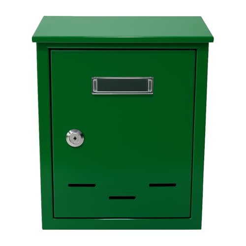 Cassetta postale delle lettere per posta rettangolare in metallo verniciato per esterno con serratura e chiave (Verde)