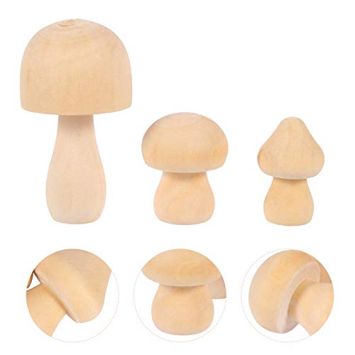 Milisten 9 Pcs Natural Mushroom- shaped Wood Wooden Peg Figures Unfinished Wooden Toys for Children Graffiti ( 1 ), 6X3cm - Image 4
