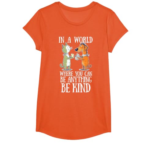 in A World Where You Can Be Anything Be Kind Unity Day T-Shirt, Girls, Orange, X-Small