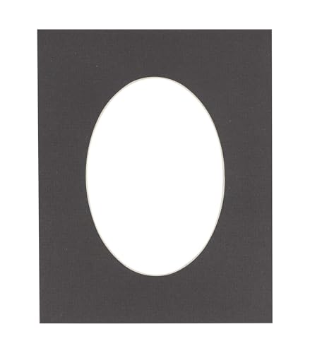 16x20 Mat Bevel Cut for 12x16 Photos - Precut Textured Black Oval Shaped Photo Mat Board Opening - Acid Free Matte to Protect Your Pictures - Bevel Cut for Family Photos, Pack of 1 Matboard