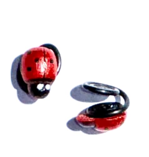 Ladybug Clip On Hypoallergenic Earring Pair for kids and adults, pressure clips for keloid scar concealment Handmade in USA by Earlums (8mm)