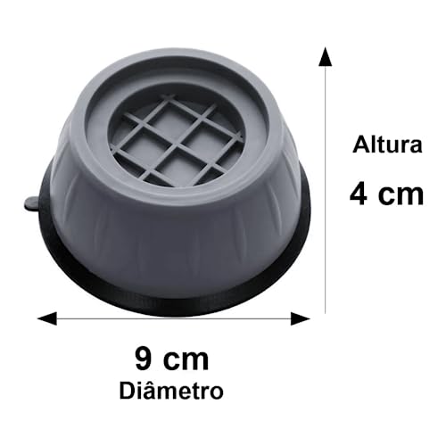 Pé Máquina de Lavar Roupas Nivelador Lava e Seca Kit 4 Peças Suporte Anti Vibração Almofada Amortece