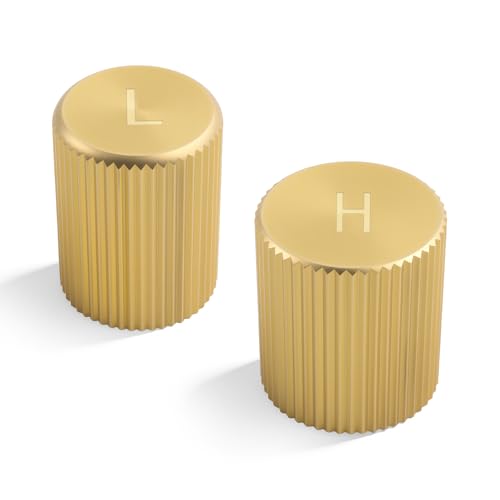2PCS Car AC Low Pressure Port Cap & High Pressure Cap Brass Cars AC Valve Caps with Sealing Ring Seal-Tight & Dust-Proof ACS Service Port Caps Car Accessories for R134A System