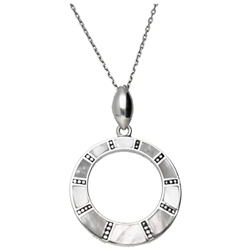 Pendentif nacre blanche anneau argent 925 collier femme chic