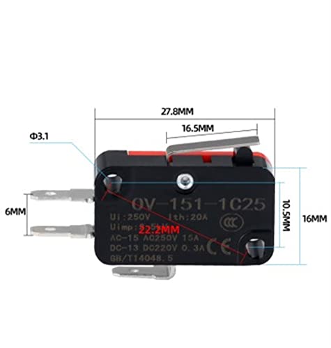 Micro-switch momentané V-15-1B5 à contact rapide pour une commande électrique réactive