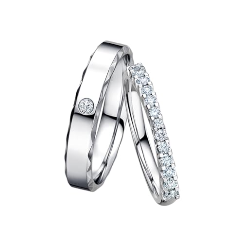 DIYA Customized Moissanite Couples Rings Set for Him and Her 925 Sterling Silver/10K/14K/18K Gold Personalized Wedding Ring for Couples Valentine's Day Christmas Gift for Wife Girlfriend