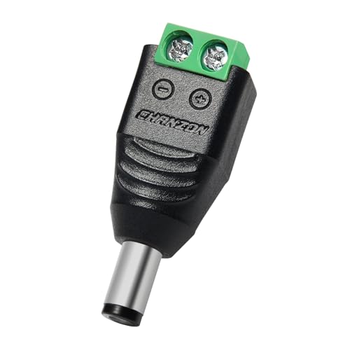 CHANZON 10 Pcs 12V 24V DC Power Jack Male Connector 5.5 mm x 2.1 mm Barrel Plug