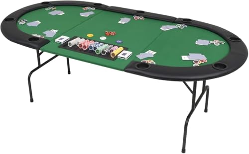 Klappbarer Pokertisch für 9 Spieler, 3-Fach oval, grün